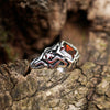 Garnet silver ring Cyberpunk ring Mens silver ring, Unique ring by moonique