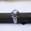 Moonstone engagement ring from the sterling silver unique cyberpunk ring "UNA"