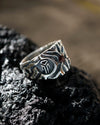 Unique silver statement ring with garnet and citrine gemstone RAIN