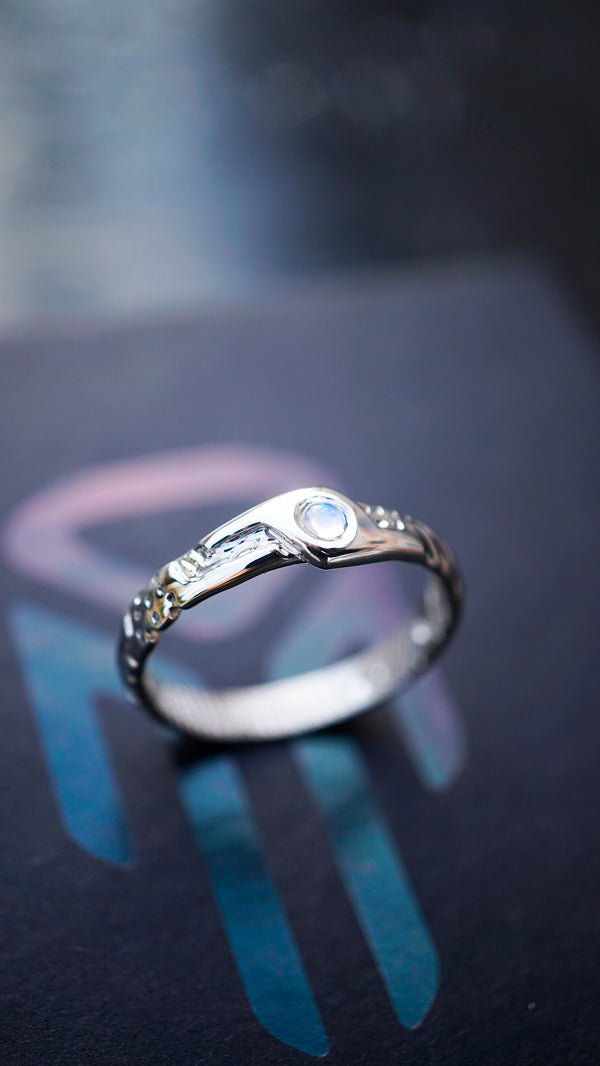 14k mens gold ring, Mens engagement ring Moonstone ring Mens wedding band Alternative engagement ring for men Unique mens ring "LUKE"