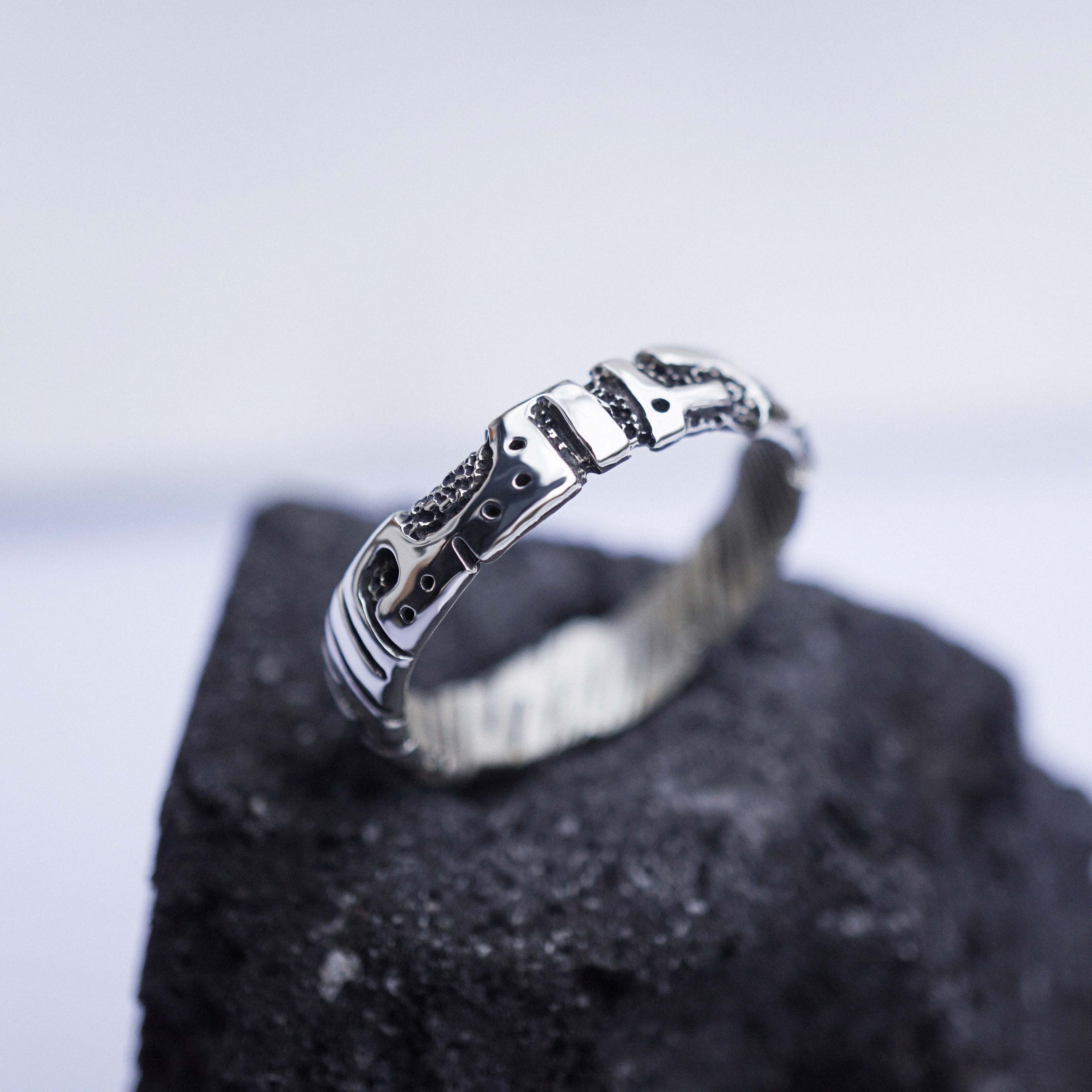 Mens silver band from the sterling silver and handcrafted cyberpunk design