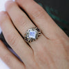 Moonstone engagement ring from the sterling silver unique cyberpunk ring "UNA"