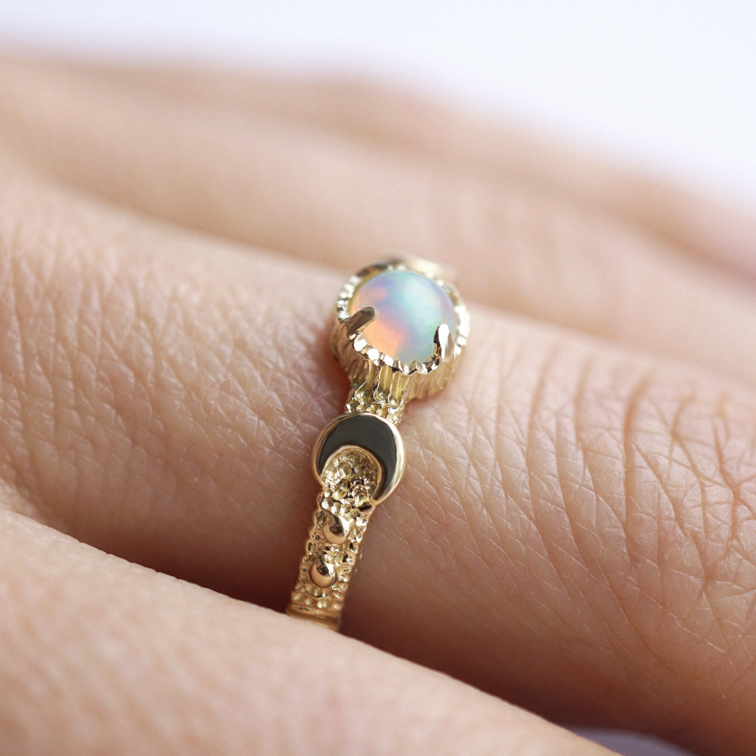 14k Gold moon engagement ring