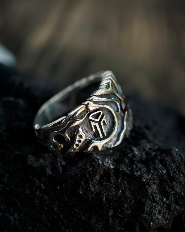 Unique silver statement ring with garnet and citrine gemstone RAIN