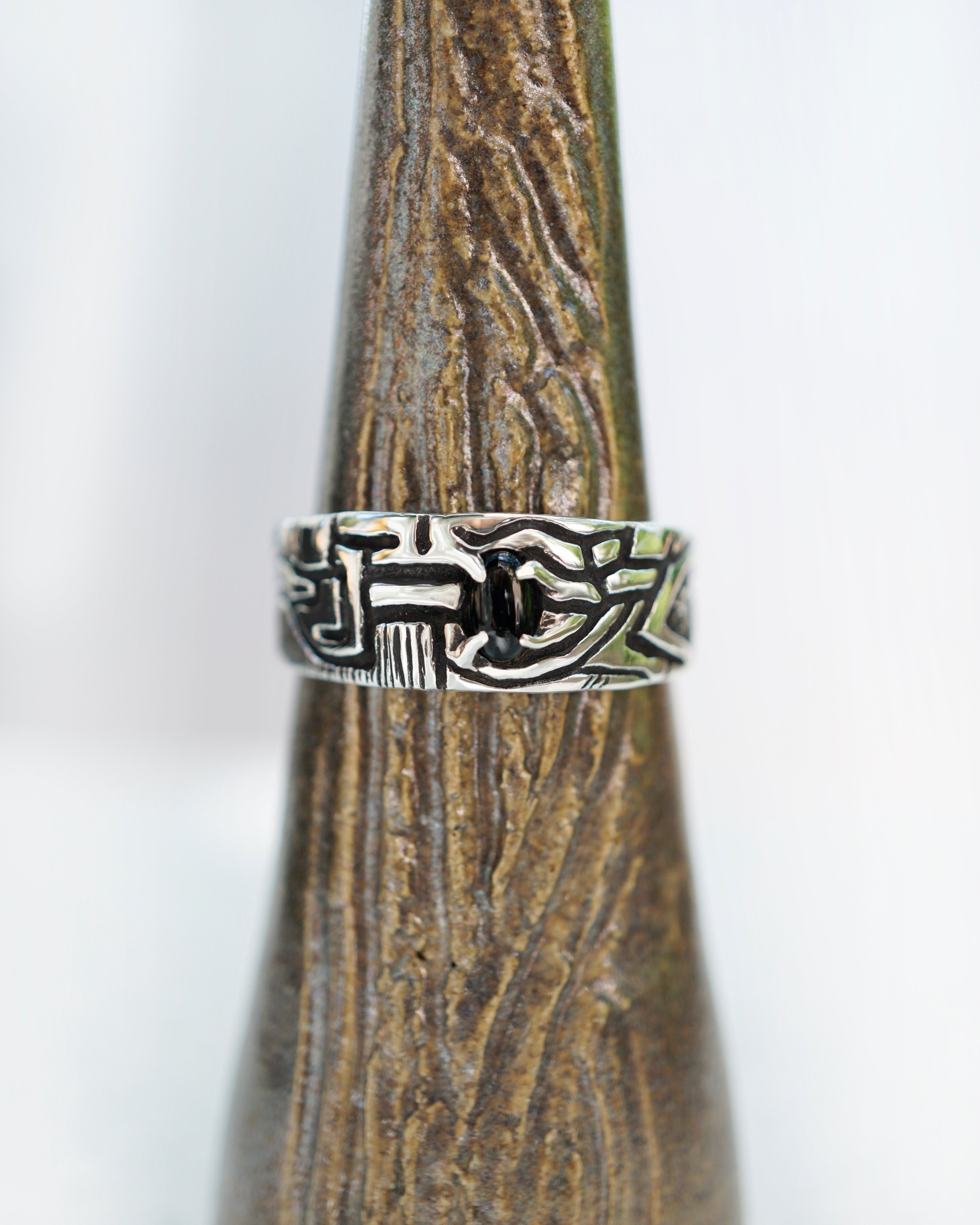 Mens silver Black stone ring mens engagement ring Black Onyx ring Mens gemstone ring