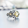 Statement unique Citrine ring , cyberpunk ring from the sterling silver by moonique