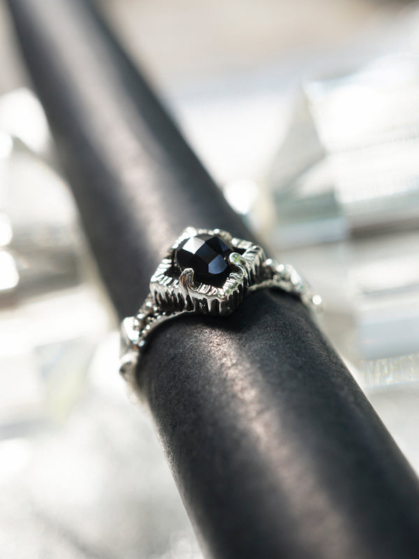 Black stone ring Onyx engagement Ring Black Onyx ring women Delicate rings Unique ring "BLACKSTAR"