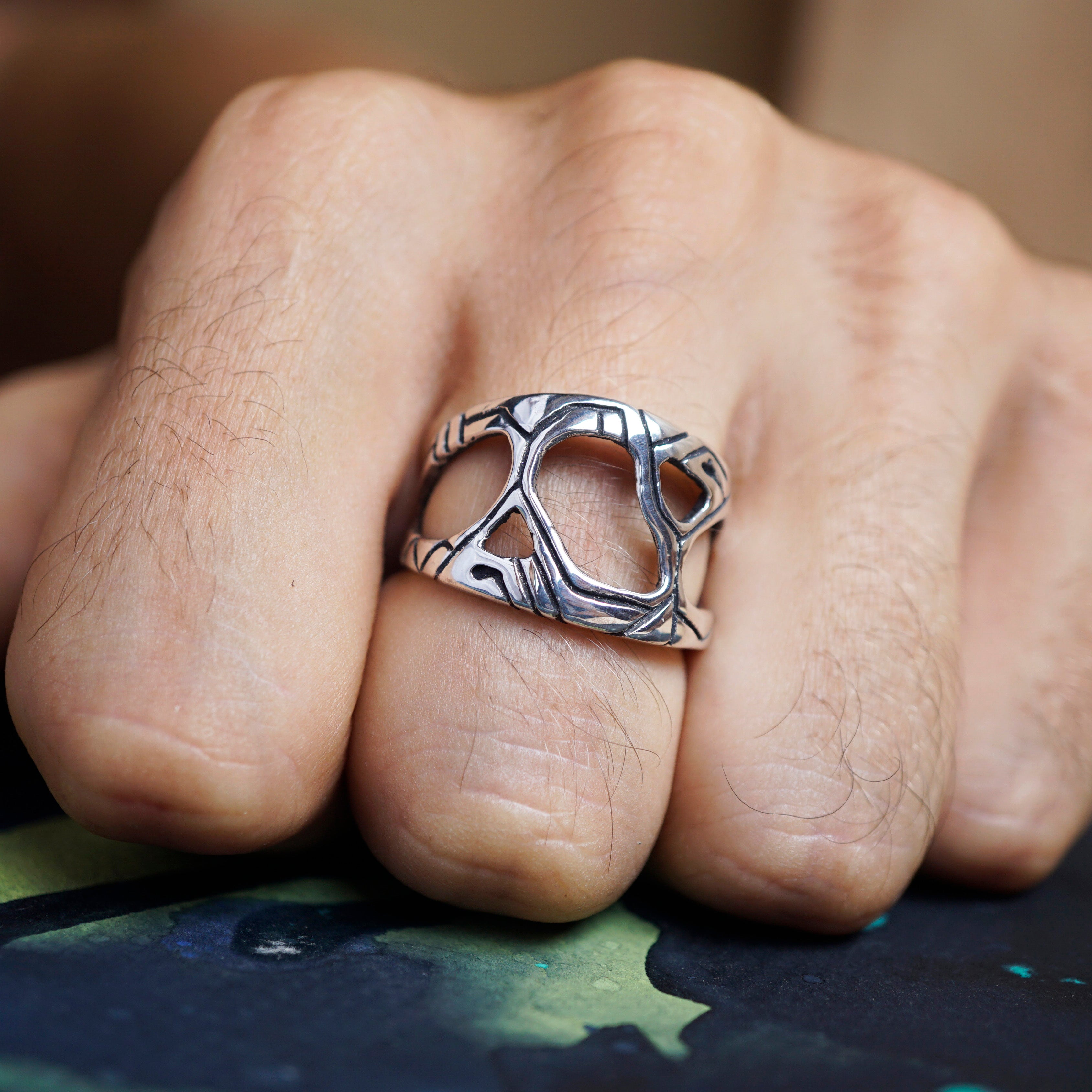 Mens silver ring