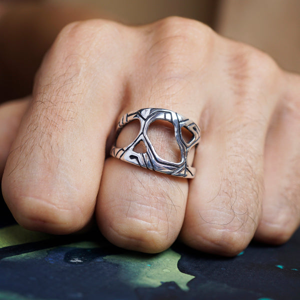 Mens silver ring "METEOR"