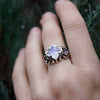 Moonstone engagement ring from the sterling silver unique cyberpunk ring "UNA"