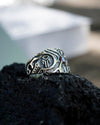 Unique silver statement ring with garnet and citrine gemstone RAIN