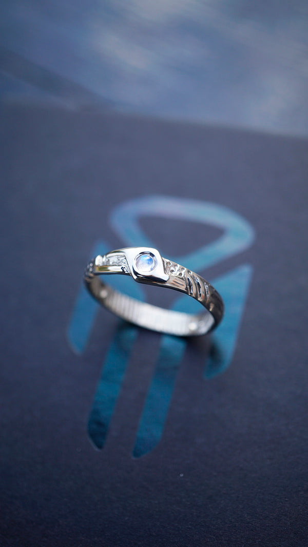 14k mens gold ring, Mens engagement ring Moonstone ring Mens wedding band Alternative engagement ring for men Unique mens ring "LUKE"