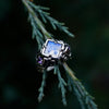 Moonstone engagement ring from the sterling silver unique cyberpunk ring "UNA"