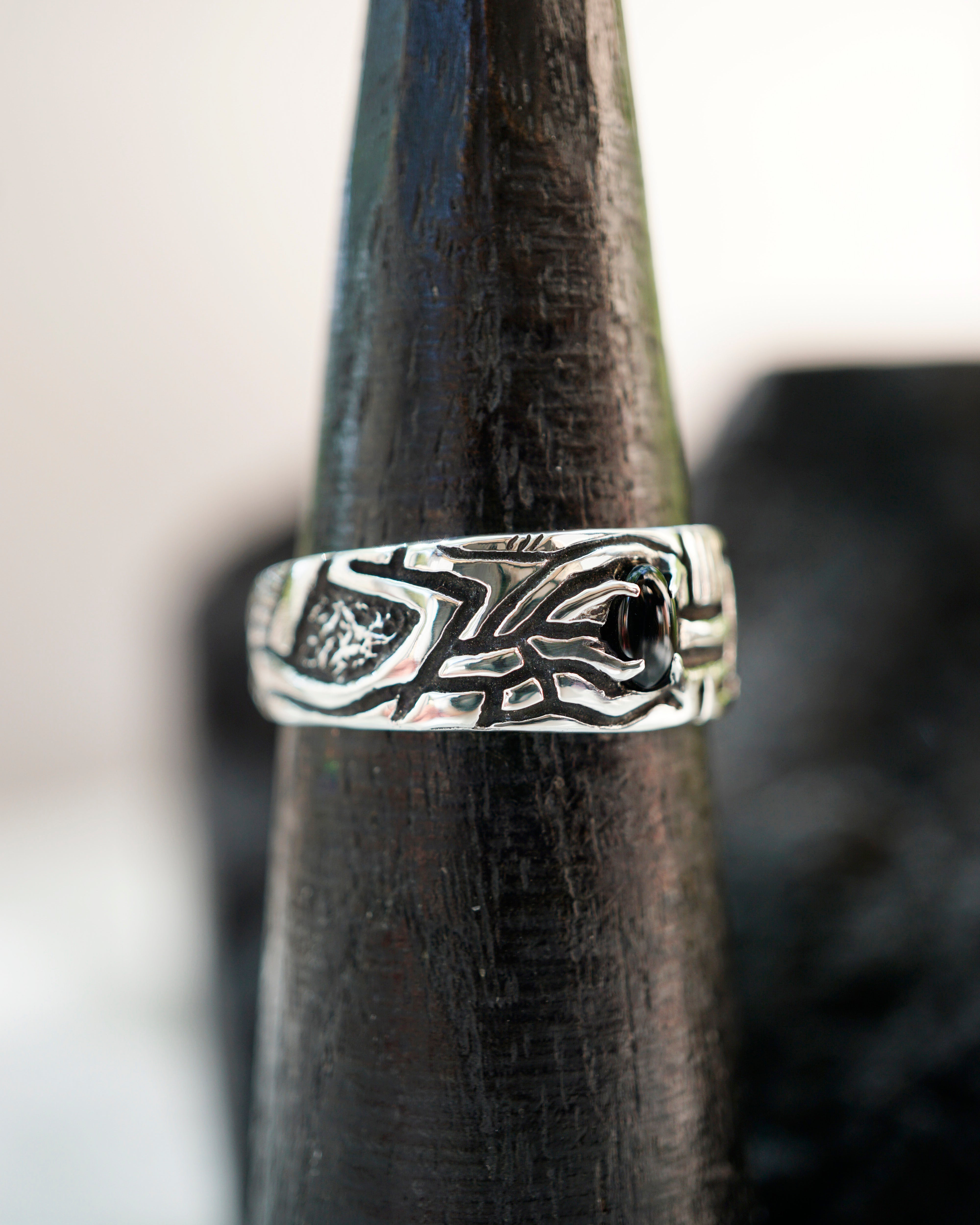 Mens silver Black stone ring mens engagement ring Black Onyx ring Mens gemstone ring