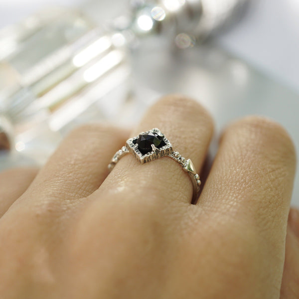Black stone ring Black Onyx Ring Onyx engagement ring Black ring Onyx ring women Delicate rings Unique ring BLACKSTAR