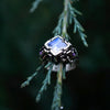 Moonstone engagement ring from the sterling silver unique cyberpunk ring "UNA"
