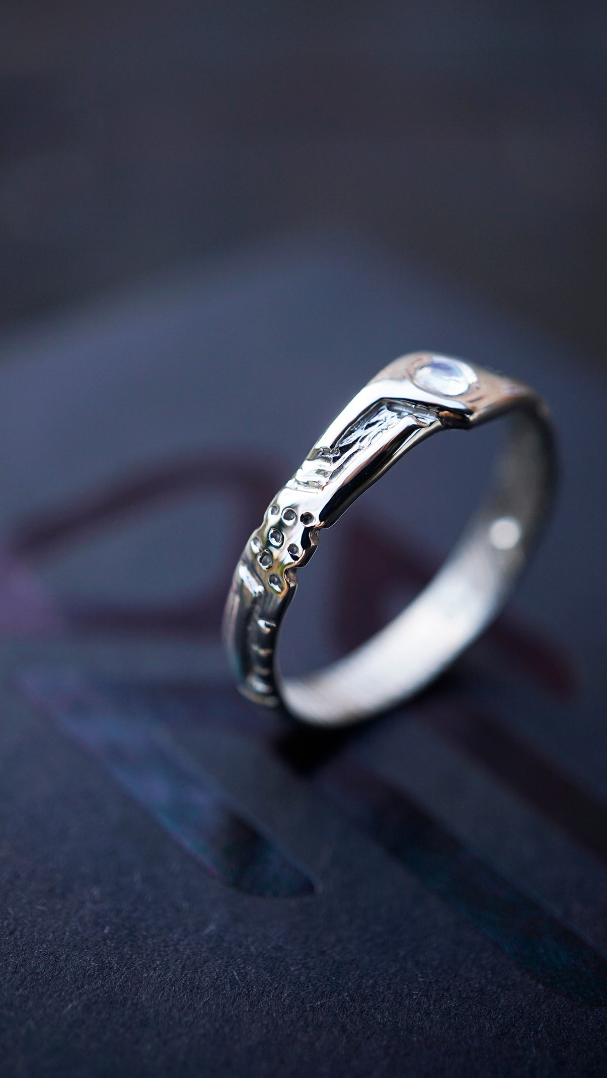 Unique Mens Wedding Bands LUKE. Gold Mens Moonstone Ring
