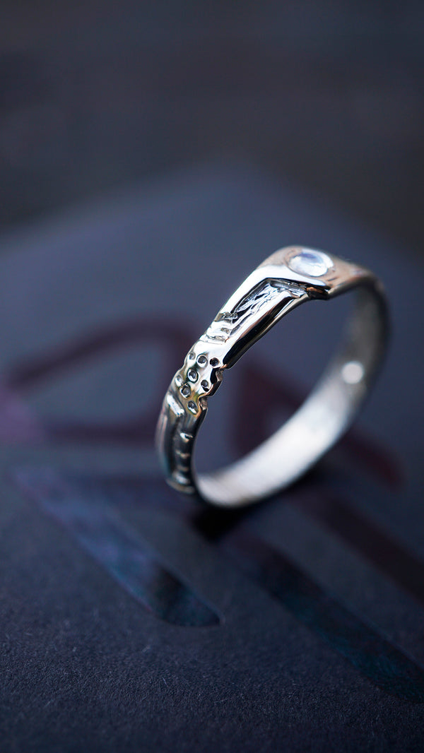 Unique Mens Wedding Bands LUKE. Gold Mens Moonstone Ring