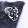 Mens Statement Face ring Mens signet helmet ring, sterling silver Sapphire Tanzanite and Amethyst gemstone "HELMET"