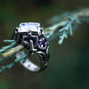 Moonstone engagement ring from the sterling silver unique cyberpunk ring "UNA"