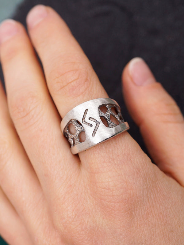 Mens silver ring, Jera viking rune, protection rune, norse runes, viking rune ring, sterling silver ring, mooniquecreation