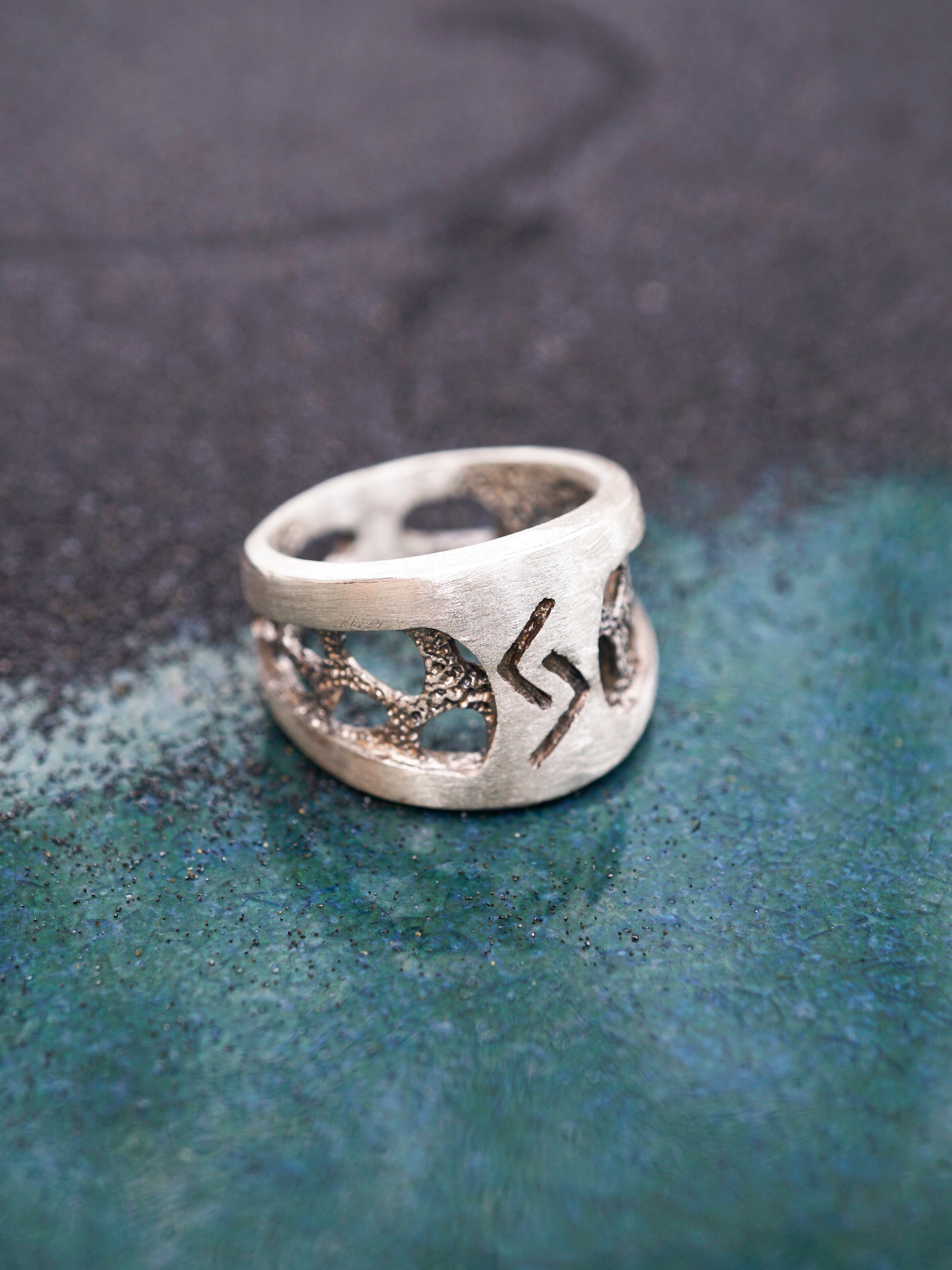 Mens silver ring, Jera viking rune, protection rune, norse runes, viking rune ring, sterling silver ring, mooniquecreation