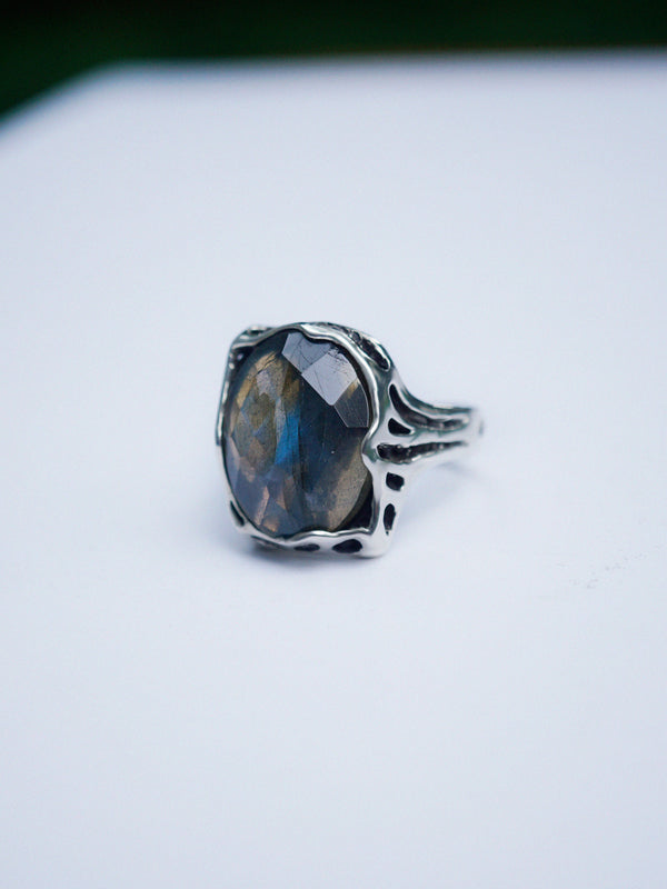 Blue Labradorite Sterling silver Labradorite ring Statement women's ring Gemstone ring HITAM by moonique