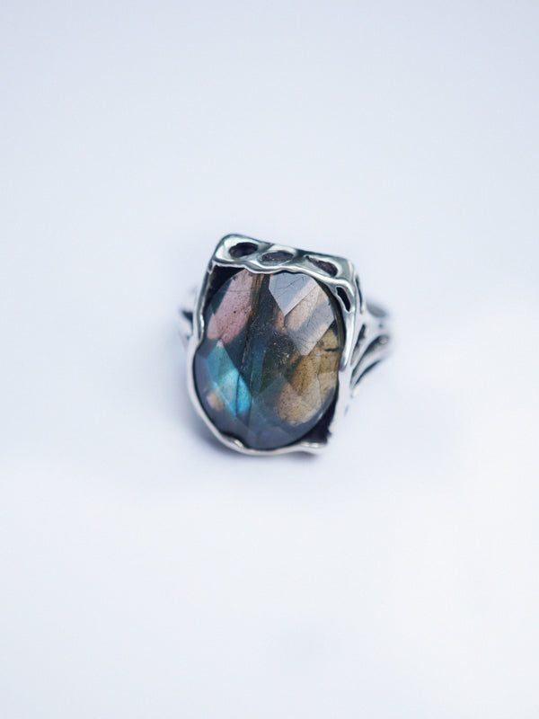 Blue Labradorite Sterling silver Labradorite ring Statement women's ring Gemstone ring HITAM by moonique