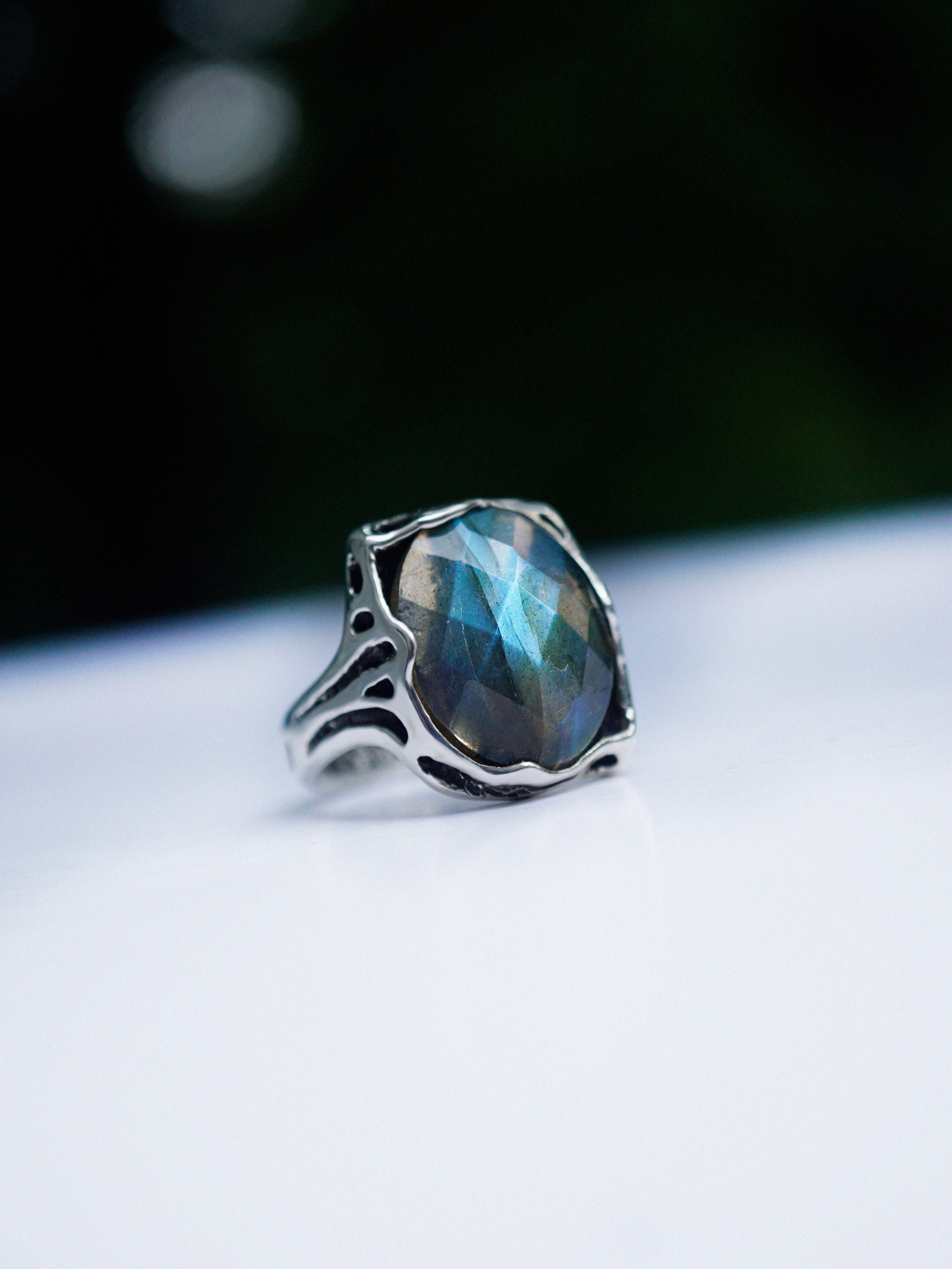 Blue Labradorite Sterling silver Labradorite ring Statement women's ring Gemstone ring HITAM by moonique