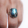 Blue Labradorite Sterling silver Labradorite ring Statement women's ring Gemstone ring HITAM by moonique