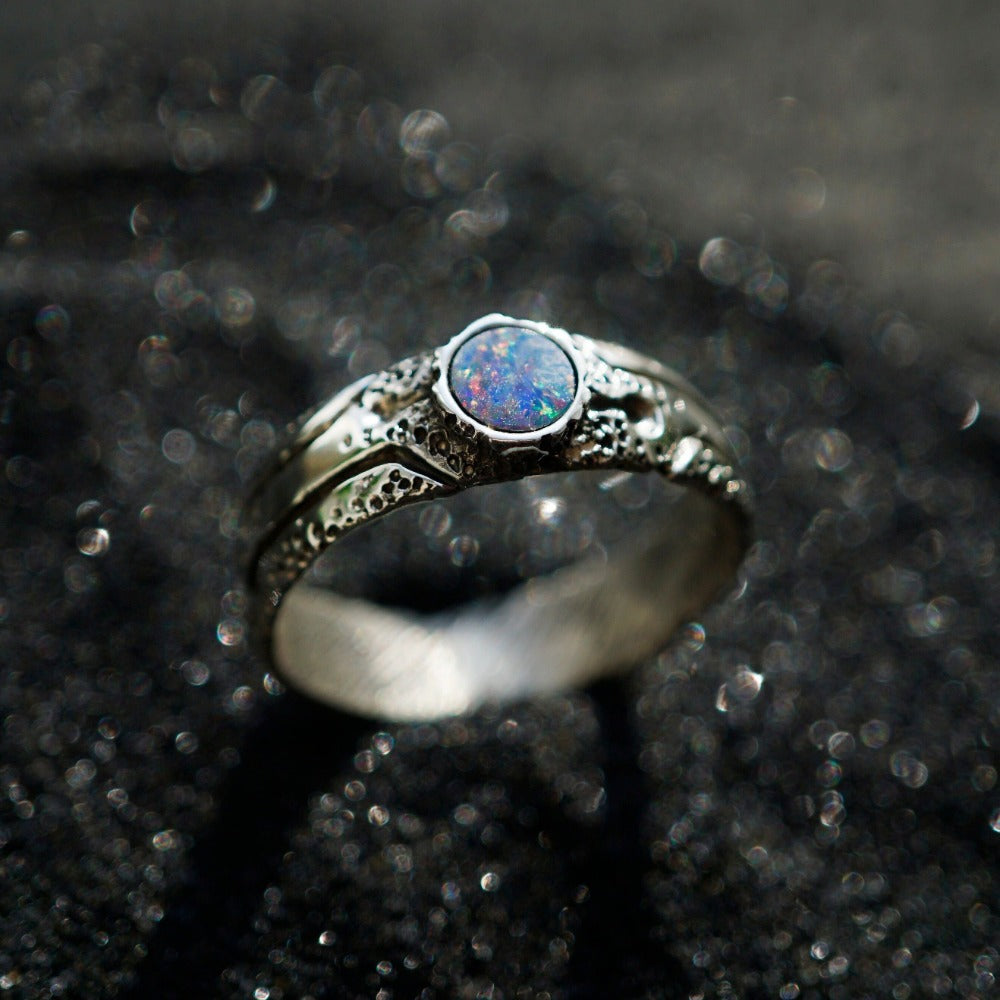 Mens Opal ring from the sterling silver by Moonique cyberpunk ring gemstone jewelry handmade jewelry unique jewelry