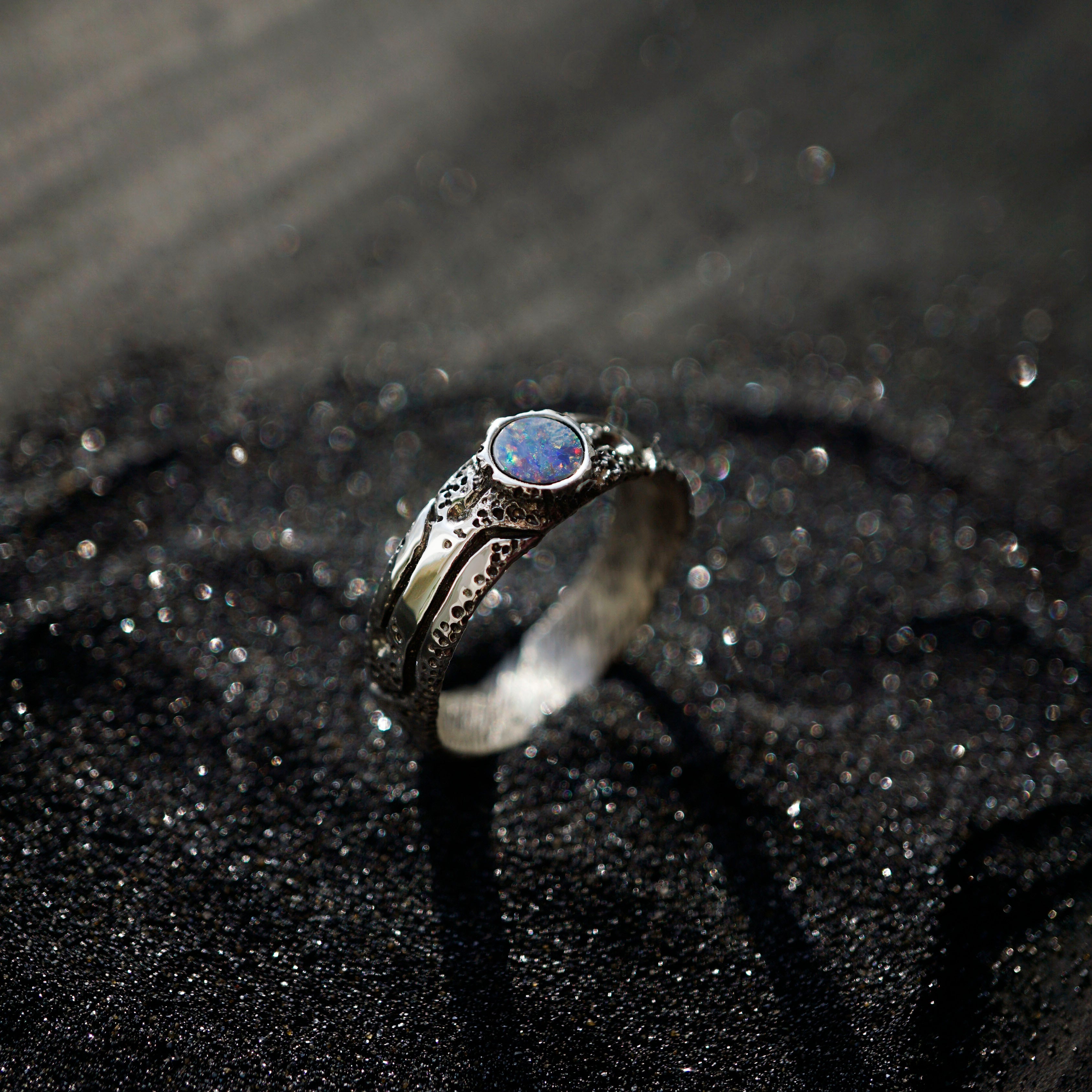 Mens Opal ring from the sterling silver by Moonique cyberpunk ring gemstone jewelry handmade jewelry unique jewelry