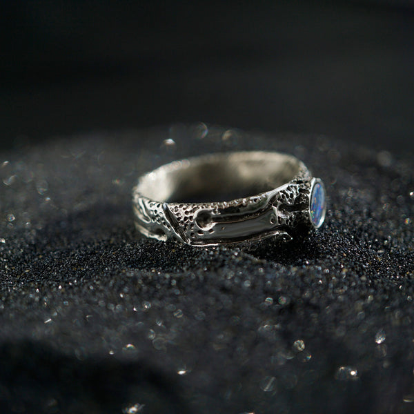 Mens Opal ring from the sterling silver by Moonique cyberpunk ring gemstone jewelry handmade jewelry unique jewelry