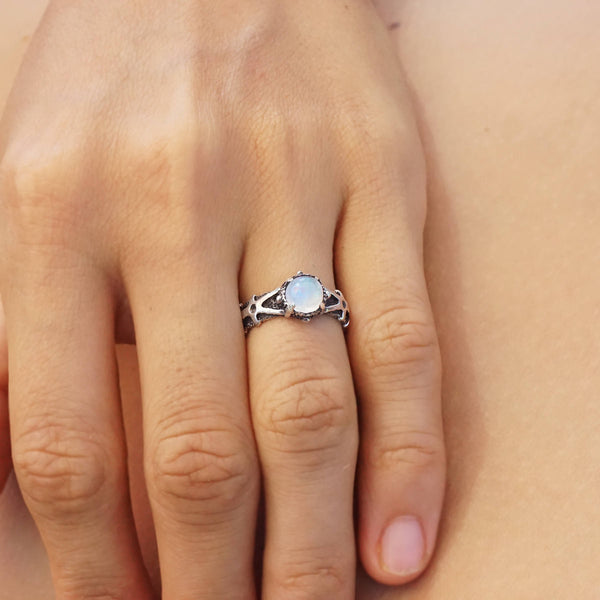 Gothic engagement ring, Gothic Moonstone ring, Moonstone engagement ring, Moonstone engagement ring,  Alternative engagement ring "ELIZ"