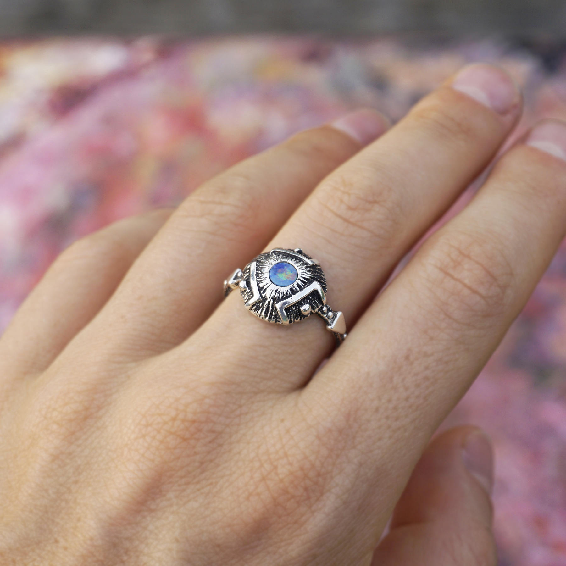 Australian opal ring, Natural opal ring, Boulder opal ring, October birthstone, Promise ring for her, Valentines day gift COSMOSHIP