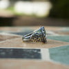 Mens silver signet gemstone ring with Labradorite ring, Mens pinky ring, Antique mens ring SKYWAY