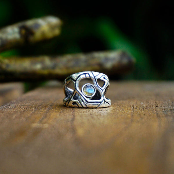 Mens Labradorite ring, Unique Mens Ring, Mens silver ring, Mens gemstone rings, Industrial ring, Antique mens ring METEOR