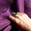 Eye of Horus ring, Egyptian Eye ring, sterling silver ring, Black signet ring, Unique ring, Statement ring, Black ring, Signet ring ORA