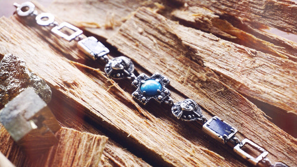 Womens Bracelet with Turquoise and LapisLazuli gemstones - TWINS