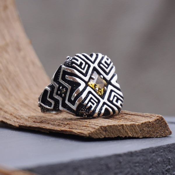 Citrine ring, Shipibo jewelry, Signet ring, Signet ring women, Citrine statement ring, Citrine silver ring, Signet ring men SHIPIBO
