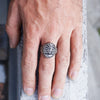 Cyberpunk jewelry, Mens silver ring, Unique mens ring, Signet ring men, Mens pinky ring, Antique mens ring FLOWER FACE Ready to ship