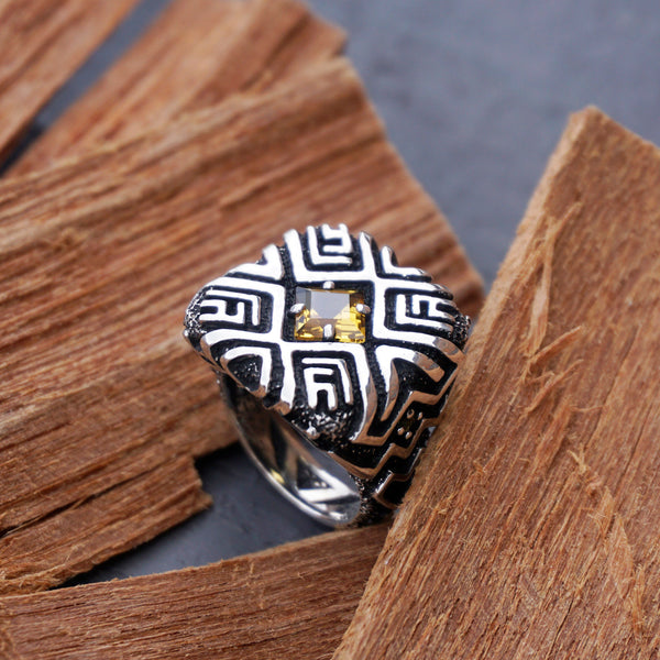 Citrine ring, Shipibo jewelry, Signet ring, Signet ring women, Citrine statement ring, Citrine silver ring, Signet ring men SHIPIBO