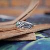 Unique mens band ring with Malachite gemstone - VERT