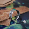Unique mens band ring with Malachite gemstone - VERT