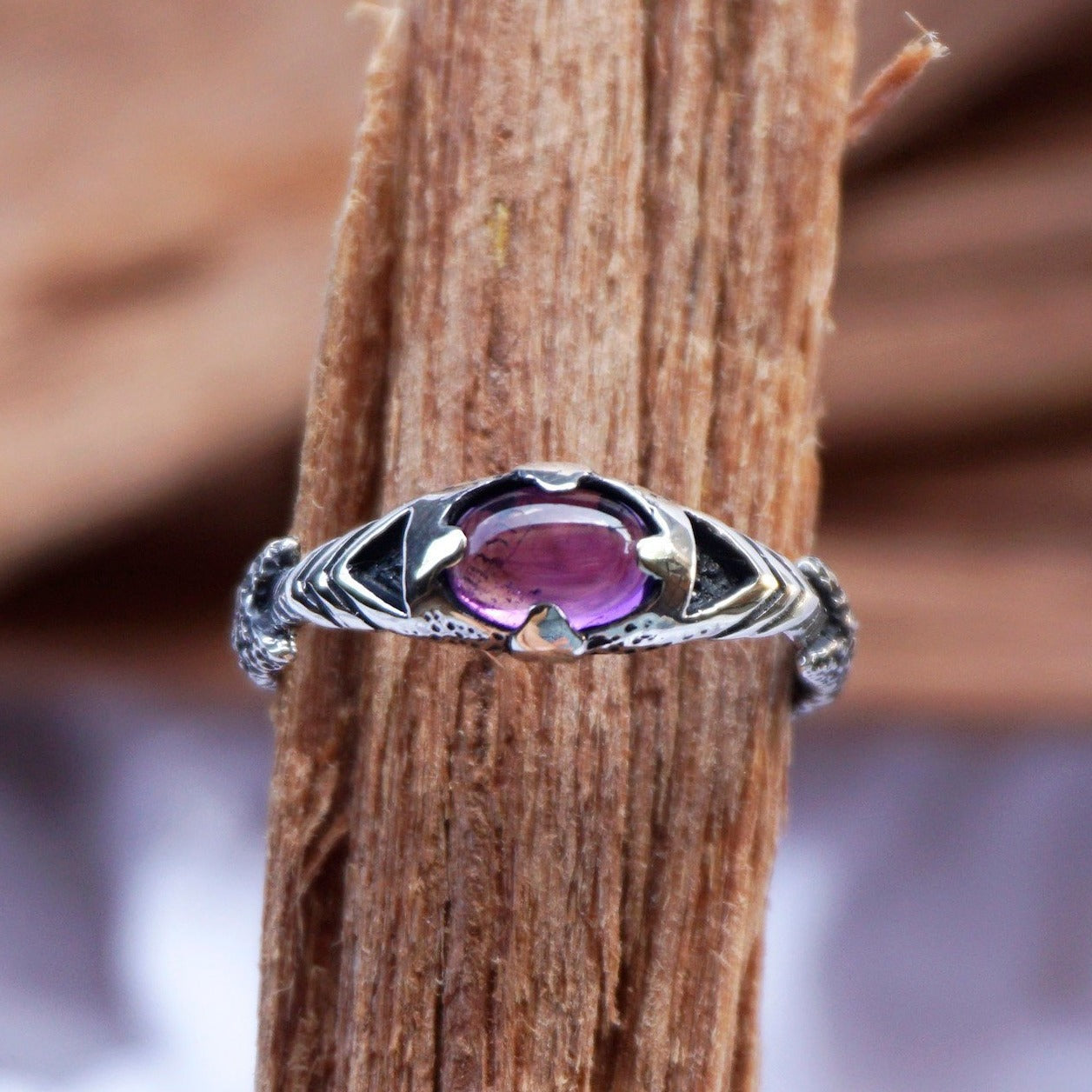 Amethyst Ring, Mens Silver Ring, Mens amethyst ring, Statement Ring, Gemstone Ring, Unique Mens Ring, Mens pinky ring ARGO Cyberpunk