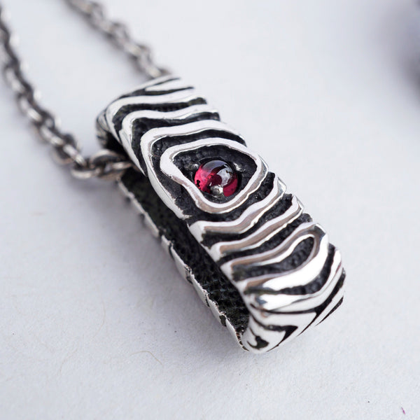Mens silver pendant, Necklace for men, Garnet pendant, Rainbow Moonstone necklace, READY TO SHIP, Red Garnet pendant "Bifacial"