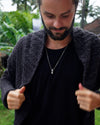 Mens silver pendant, Necklace for men, Garnet pendant, Rainbow Moonstone necklace, READY TO SHIP, Red Garnet pendant "Bifacial"