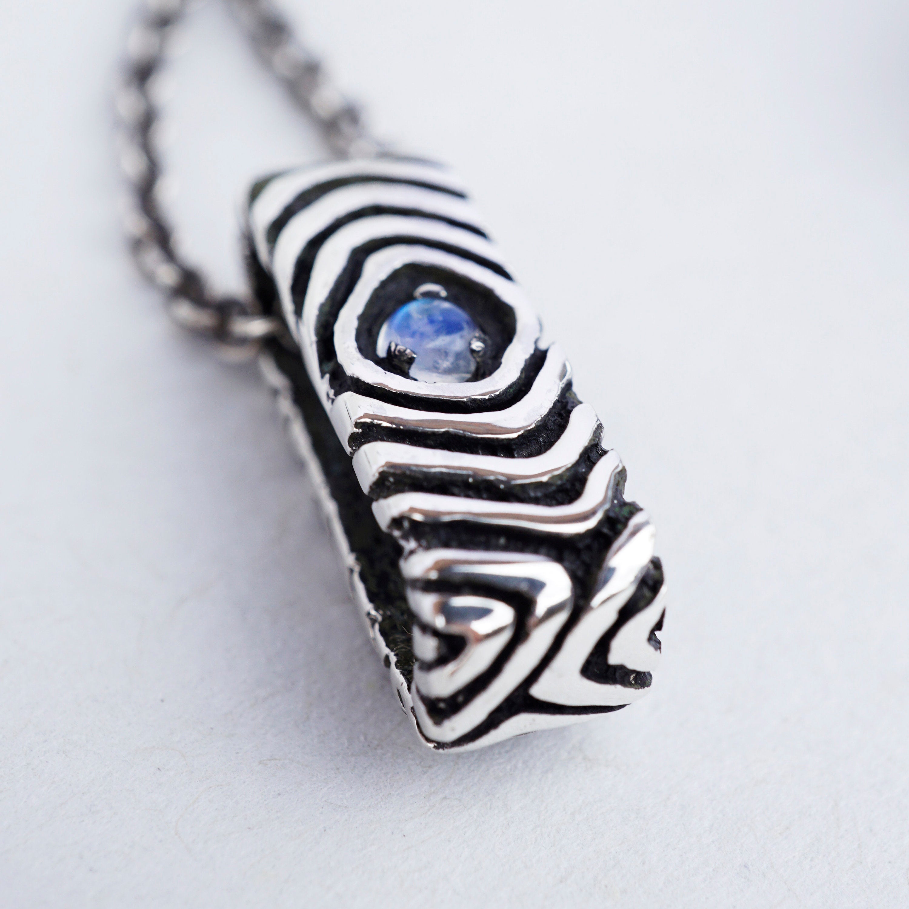 Mens silver pendant, Necklace for men, Garnet pendant, Rainbow Moonstone necklace, READY TO SHIP, Red Garnet pendant