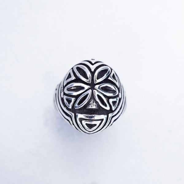 Cyberpunk jewelry, Mens silver ring, Unique mens ring, Signet ring men, Mens pinky ring, Antique mens ring FLOWER FACE Ready to ship