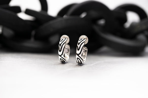 Silver earrings, Silver hoop earrings, Hoop earrings with charm, Statement silver hoops, Thick hoop earrings RIVERHOOP